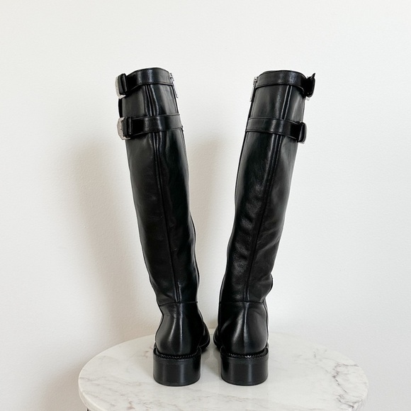NEW Aquatalia Orsyn Calf Black Leather Zipper Knee High Boots Size 7 - Picture 8 of 10